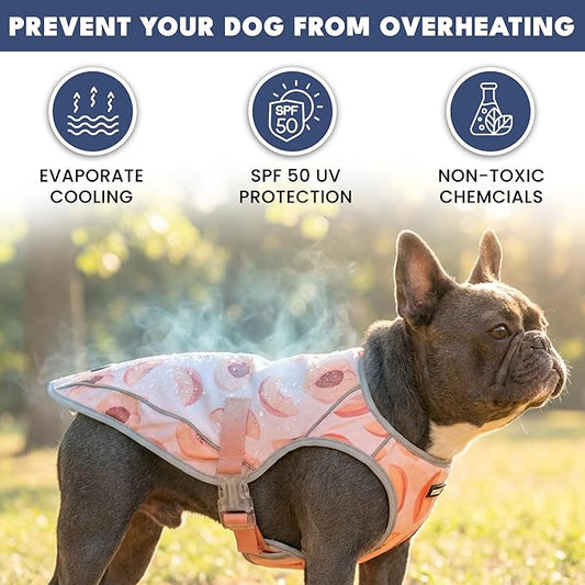 Spark Paws Dog Cooling Vest - SPF 50 UV Sun Protection - Summer Heat Relief Gear for Dogs, Lightweight, Evaporative Cooling - Dog Anxiety Relief Vest During Hot Days - Peaches - Size 3XL
