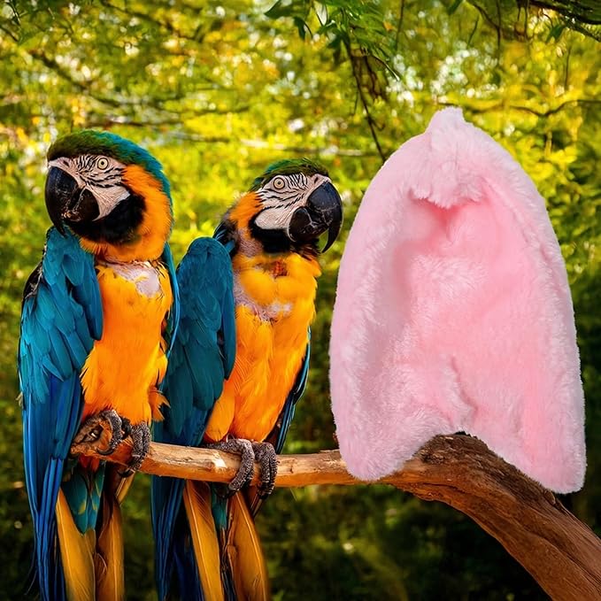 Bird Bed for Cage Cozy Bird Blanket Bird Corner Fleece Bird Bed Warmer Hanging Hammock Toy Cage Hanging Hammock Toy for Greys Parakeet Cockatiel Conure(Pink/M)