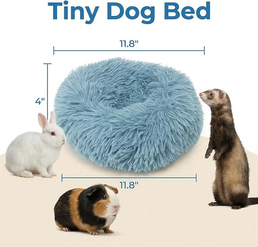 Guinea Pig Bed 11.8 Inch for Small Animal,Washable Small Animal Beds,Hideout Soft & Comfortable Donut Bed for Dwarf Rabbits/Hamster/Hedgehog/Ferrets,Blue