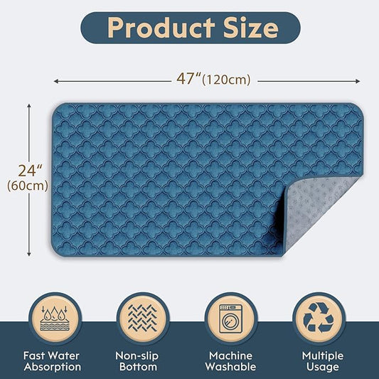 Washable Guinea Pig Cage Liner - 4 Pack Reusable Washable Pee Pads,Waterproof Guinea Pig Bedding for Small Animal - Rabbit Bunny Hamster Puppy (Blue, 24" X 47" - 4 Pack)