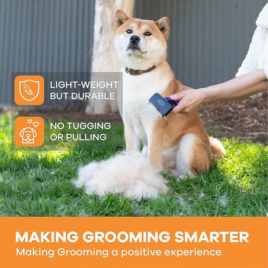 Deshedding Dog Brush for Short/Medium Hair (Large,Blue) – Gentle Deshedding tool for Dogs & Cats – Reduces shedding, without damaging topcoat. Removes Loose Fur & Dead Undercoat.