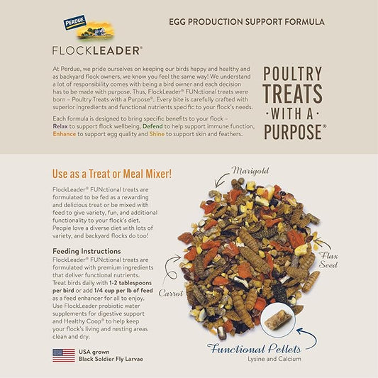 FLOCKLEADER Enhance, Functional Poultry Treats for Egg Production & Quality, 1.5 lb