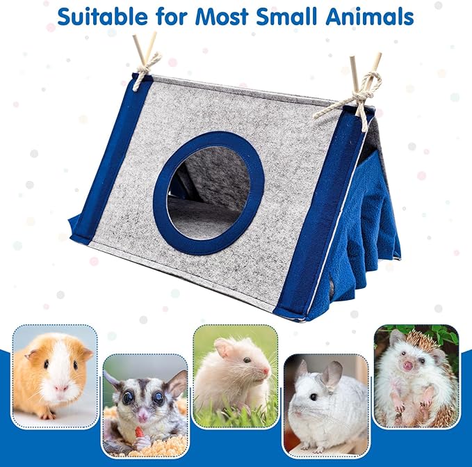 Fhiny Guinea Pig Hideout, Washable Guinea Pig Hideaway 14.6"x 9.8"x 8.3" Removable Triangular Bunny Tent Small Animal Bed for Bunnies Chinchillas Hedgehogs to Rest and Hide