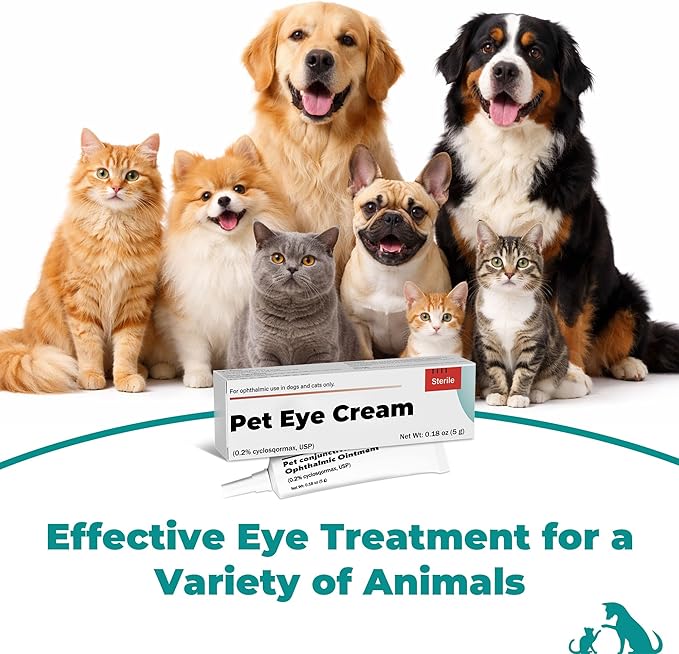 Pet Eye Care Ointment for Cats, Dogs, Puppies, Kittens, Horses, Cattle, Sheep & Birds, 5g (0.18 oz), Gentle Daily Eye Moisture Support, Easy Topical Application