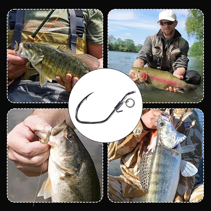 9KM DWLIFE Live Shrimp Hooks 10/15PCS Double Fishing Hooks Shrimp Hooks Fishing Saltwater Keep Alive Bait for Catfish Bass