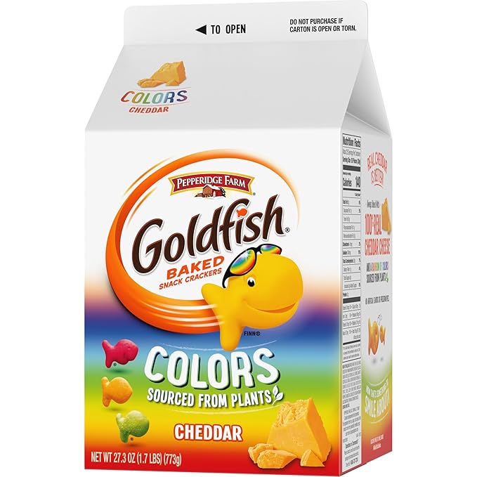 Goldfish Colors Cheddar Cheese Crackers, 27.3 Oz Carton (Pack of 2)
