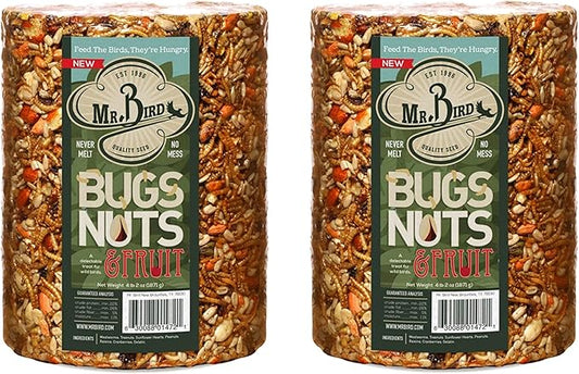 2-Pack Mr. Bird Bugs, Nuts & Fruit Wild Bird Seed Large Cylinder 4 lbs. 2 oz.