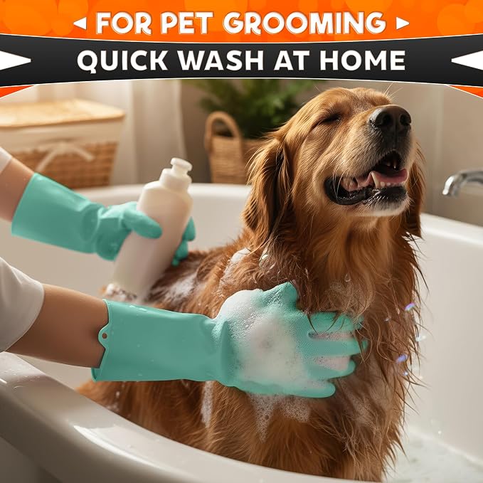 ALPENKOK Silicone Dishwashing Gloves with Scrubber – Non-Slip Silicone Gloves for Washing Dishes | Household Use