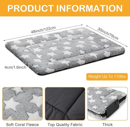 VitalCozy 4 Pcs Dog Crate Pads, Ultra Soft Warm Washable Anti-Slip Kennel Bed Mat for Pets, Reversible, Replaceable, Cozy Cage Liner for Small Medium Large Dogs and Cats(30 x 48 x 1.6 Inch,Gray)