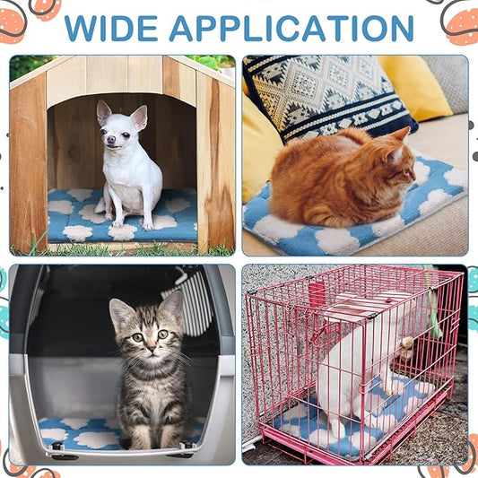 Haull 4 Pcs Waterproof Guinea Pig Bedding Guinea Pig Bed Plush Cage Liners Soft Rabbit Dog Crate Pad Cat Mat Reversible Cozy Animal Pee Pad Hamster Bunny Mat Accessory(White Cloud,13 x 18.5 Inch)