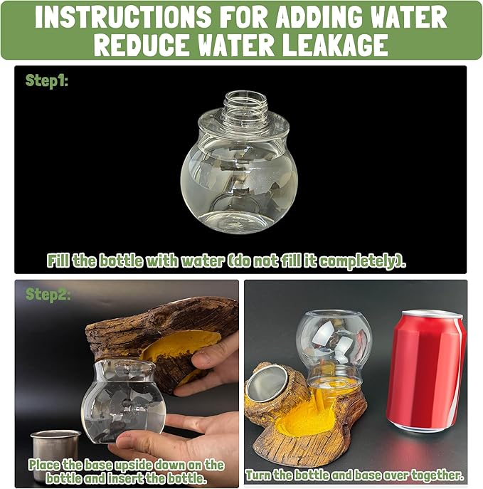 Reptile Food & Water Feeder, Escape Proof Feeding Bowl with Removable Stainless Steel Dish for Mealworms