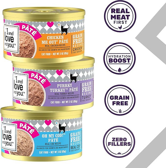 I AND LOVE AND YOU, Cat Food Variety, 3 Ounce, 12 Pack