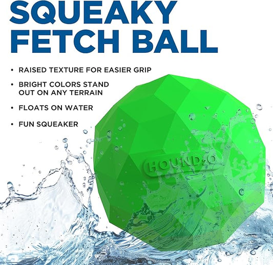 Dog Toys | Squeaky Fetch Ball for Dogs | Bright Green Floating Outdoor Dog Ball with Squeaker
