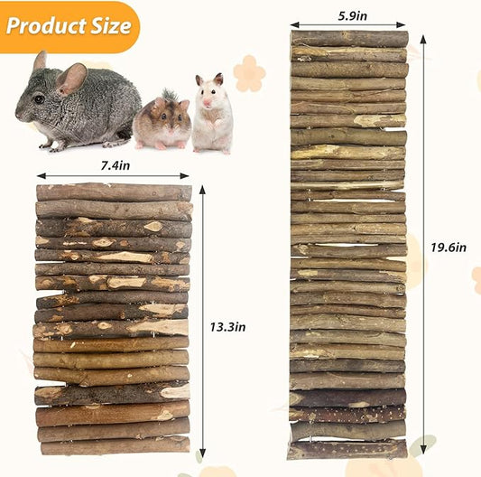 Hamiledyi Wooden Hamster Bridge Ladder 19.7" L x 5.9" W Large Climbing Toy Natural Hideout Tunnel Ramp Hamster Cage Accessories for Rabbits Guinea Pigs Ferret Tortoise Reptile (Pack of 2)