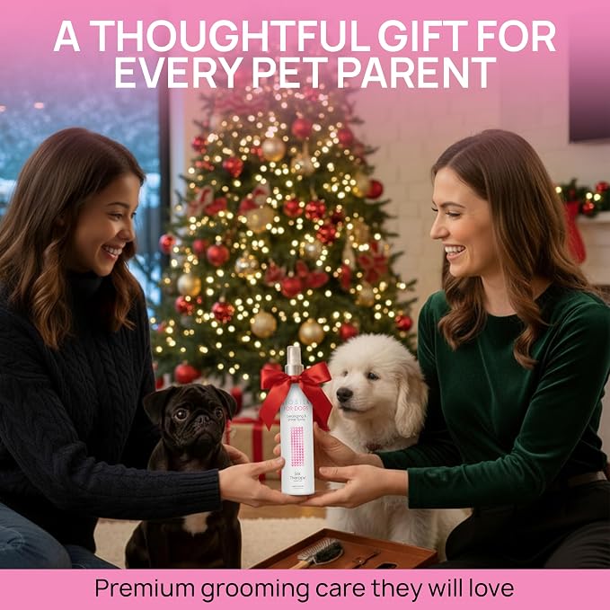 BioSilk for Dogs Silk Therapy Detangling and Shine Protecting Spray, pH Balanced Leave-in Mist with Silk and Vitamins for Dematting, Paraben-Free, All Coats and Breeds, 8 Fl Oz - 2 Pack