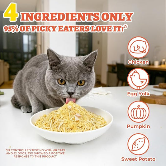 Wellix 7.05 oz Dog & Cat Food Topper - Pumpkin & Sweet Potato Flavor Freeze Dried Chicken Formula Low Calorie - Support Constipation Relief & Gut Health, Boost Immune System