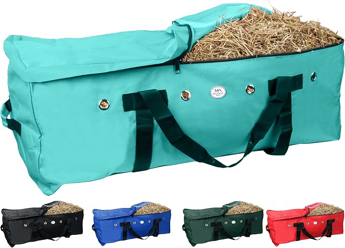Majestic Ally 1200 D Nylon Fabric Large 44” x 20” x 16” and Extra Large 52" x 27" x21" Heavy-Duty Hay Bale Storage Bag (Turquoise, Large)