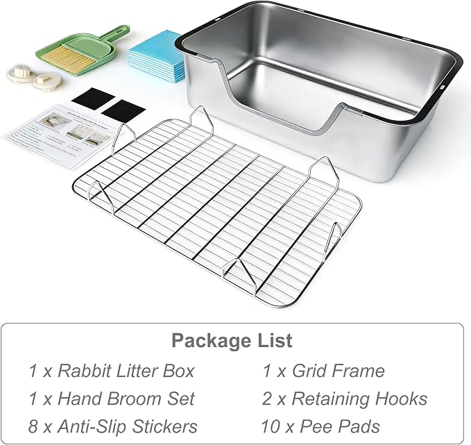Stainless Steel Sifting Litter Box for Rabbit (XL)