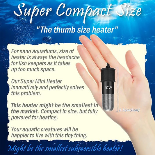 30W Mini Aquarium Heater for 4-6 Gallon Tanks | Submersible Fish Tank Heater with Digital Thermostat, Dry-Run & Overheat Protection, Memory Function