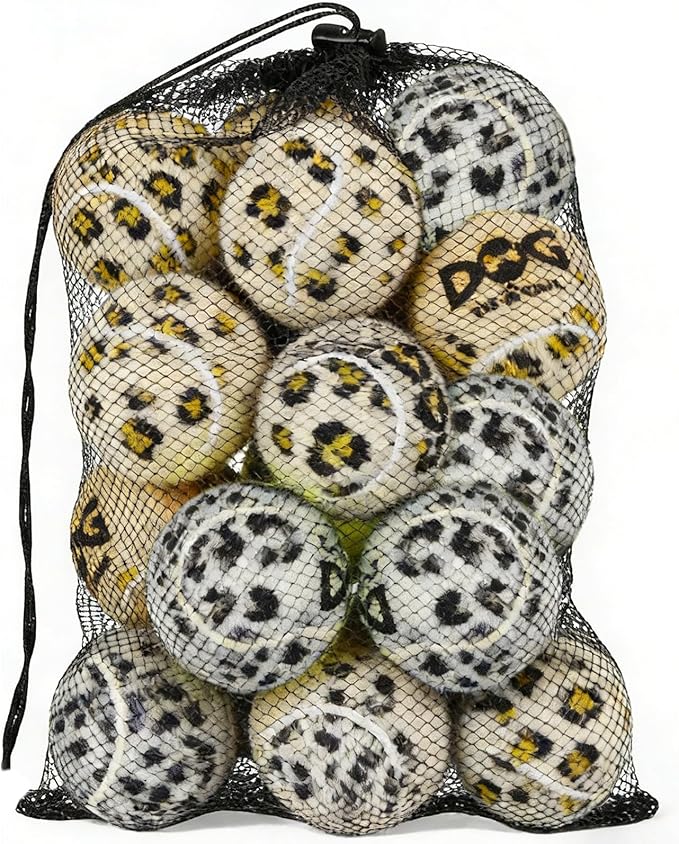 INSUM Squeaky Dog Balls - Squeaky Tennis Balls for Dogs, Leopard | Medium - 2.5'', 20Pack