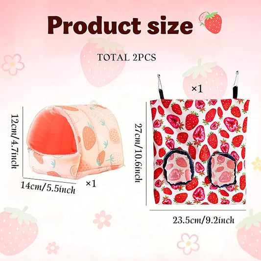 2 Pack Rabbit Guinea Pig Hideout Guinea Pig Hay Bags for Rabbits Hanging Hay Feeder Chinchillas Hamsters Bunny Small Animal House Cage Accessories Bag