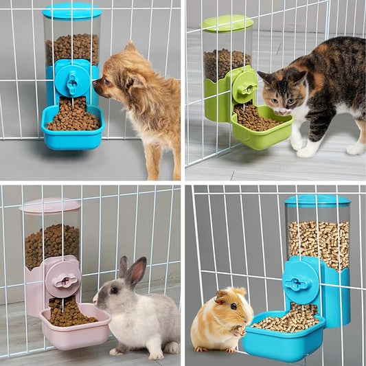 VANNON Rabbit Cage Hanging Gravity Feeder, 35oz Automatic Food Dispenser for Small Animals, BPA-Free No-Spill Feeder for Guinea Pig, Chinchilla, Ferret