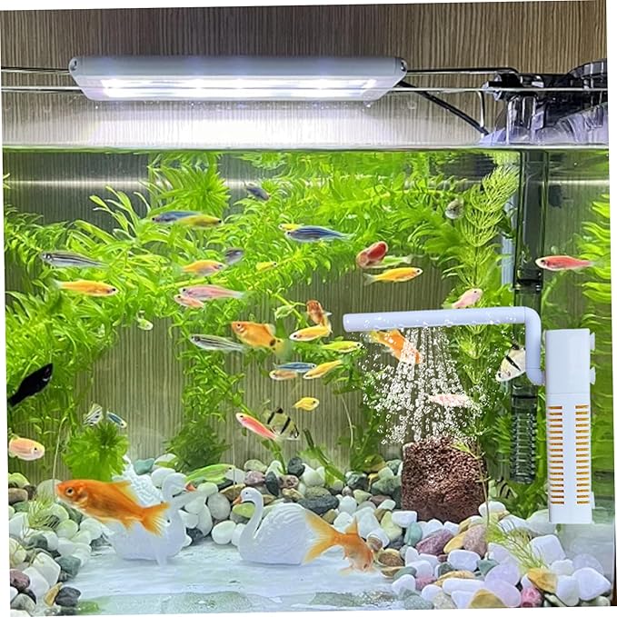 Aquarium Filter USB Charging Aquarium pumpss 3-in-1 Quiet Aquarium Filter pumps with Washable Filter Sponge Fish Tank Filter for Filtration, Oxygenation, Circulation, Fish Tank Filters