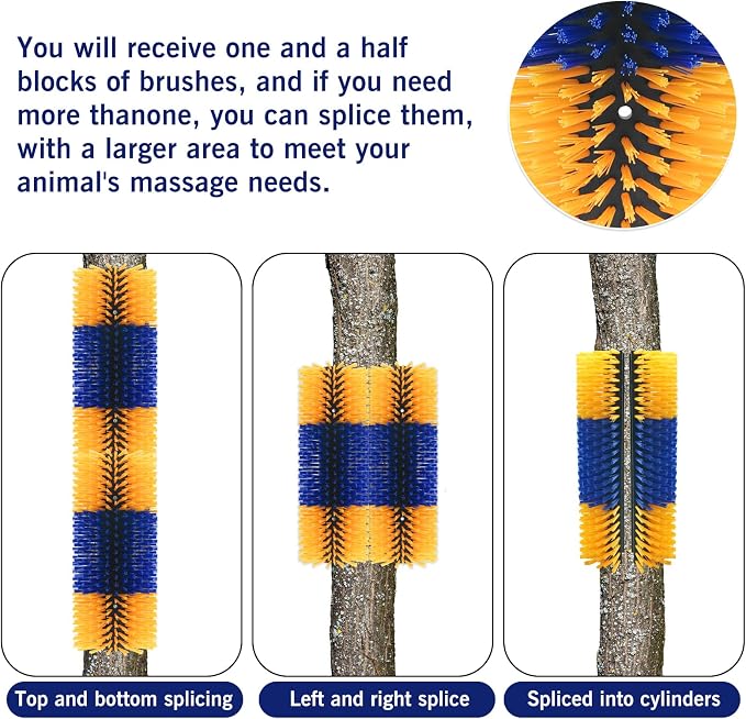 6pcs Livestock Scratching Brush Goat Scratcher Brush Full Massage Grooming Tool with 24 Screws for Cow,Cattle,Cow,Sheep, Horses,Pigs
