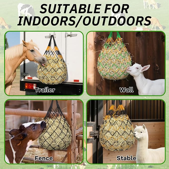 YedsIntu 3 Pcs Hay Bags for Horses, Hay Nets for Horses Goat Sheep,Goat Hay Feeder for Slower Feeding,Strong Load-Bearing Hay Bag Hanging for Horse Stable Trailer