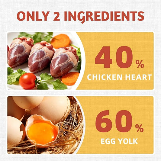 Just Try 4.23 OZ Chicken Heart & Egg Yolk Cat Food Toppers Sprinkles with Freeze Dried Egg Yolk Chicken Hearts for Dogs, High Protein & Heart Health Support