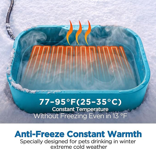 5.5L/1.45Gal Extra Large Heated Water Bowl, Indoor & Outdoor Winter Antifreezing Pet Heated Thermal Water Bowl Dish, Anti Chewy Cord, BPA-Free, Pet Products for Dog Cats Rabbit Chicken Duck Squirrel