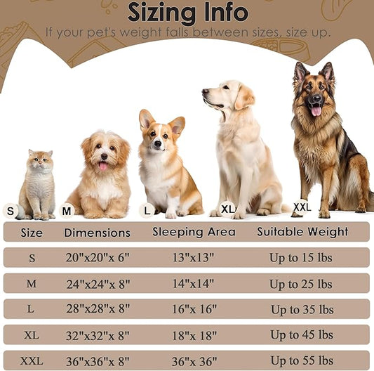 Extra Large Dog Beds, 36 Inch Human Dog Anxiety Relief Comfort Bed, Indestructible & Chew Proof Pet Beds (Camel)