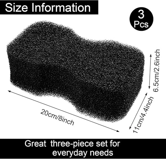 Eaasty 3 Pcs Horse Groomer Sponge Scrubber Massager Horse Grooming Brush Kit Supplies Large Soft Care for Cleaning Washing Bathing, Black, 4.33 x 7.87 x 2.56 Inch