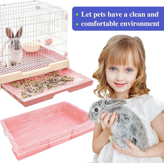upcessory 50 pcs Disposable Cage Liners, Clear Plastic Rabbit Cage Liner Bag, Universal Toilet Film for Bunny, Hamster, Totoro, Hedgehog, Guinea Pig and Small Animals.