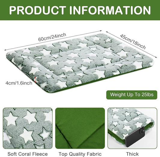 VitalCozy 4 Pcs Dog Crate Pads, Ultra Soft Warm Washable Anti-Slip Kennel Bed Mat for Pets, Reversible, Replaceable, Cozy Cage Liner for Small Medium Large Dogs and Cats(18 x 24 x 1.6 Inch,Green)