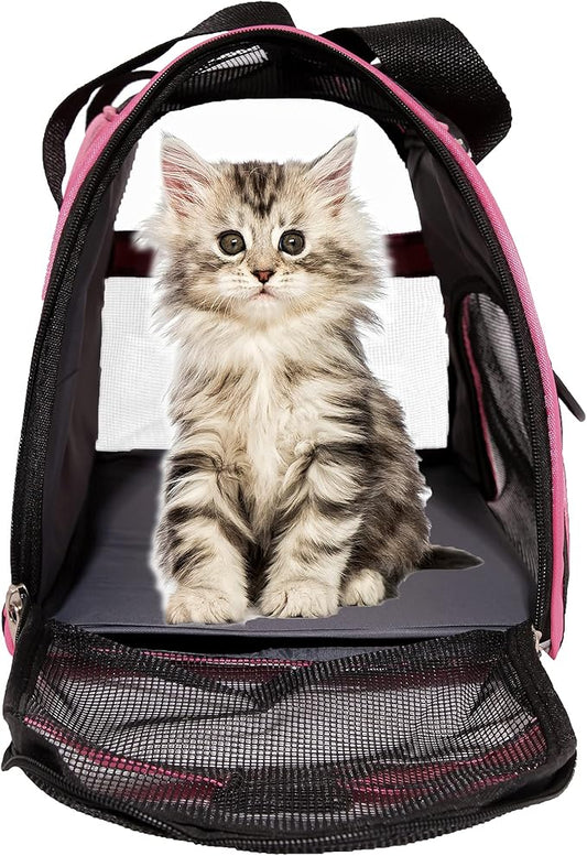 MuchL Cat Carrier for Cats Soft-Sided Travel Pat Carrier for Cat with Wooden Padding Board Airline Approved Lightweight Comfortable Cat Bag for Puppy Small Pets (Small, Pink)