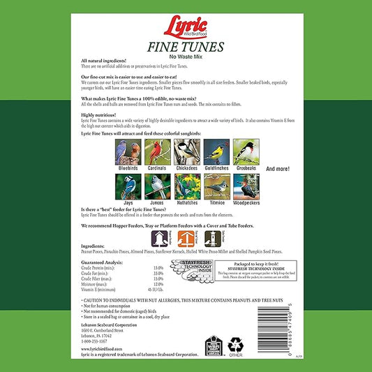 Lyric Fine Tunes Wild Bird Seed Mix - No Waste Bird Food Mix - Attracts Bluebirds, Finches, Chickadees & More - Seed for Outside Feeders - 15 lb Bag