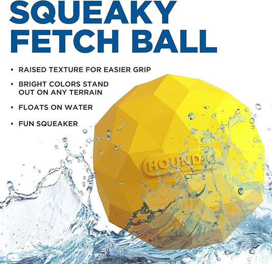 Dog Toys | Squeaky Fetch Ball for Dogs | Bright Yellow Floating Outdoor Dog Ball with Squeaker