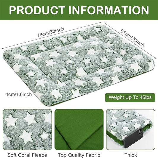 VitalCozy 4 Pcs Dog Crate Pads, Ultra Soft Warm Washable Anti-Slip Kennel Bed Mat for Pets, Reversible, Replaceable, Cozy Cage Liner for Small Medium Large Dogs and Cats(20 x 30 x 1.6 Inch,Green)