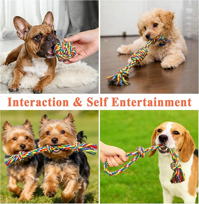 ASOCEA 5 Pack Dog Rope Toys Cotton Puppy Teething Rope Durable Chew Toys for Boredom Small Medium Dogs Interactive Tug Toy for Training Fetching( Colorful )