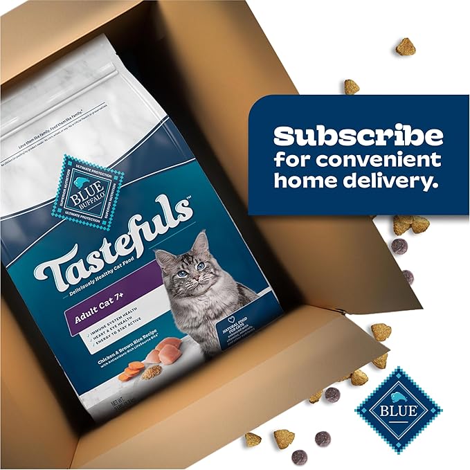 Blue Buffalo Tastefuls Natural Dry Food for Adult Cats 7+, Chicken & Brown Rice Recipe, 7-lb. Bag
