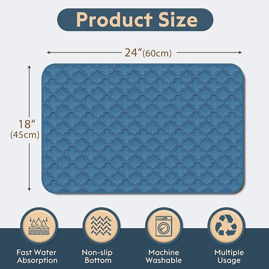 FunFurry Washable Pee Pads for Dogs - 2 Pack Reusable Pee Pads,Waterproof Puppy Pads,Pet Training Pads,Super Absorbent with Dog Paw Shape Non-Slip Backing (Blue, 18" X 24" - 2 Pack)
