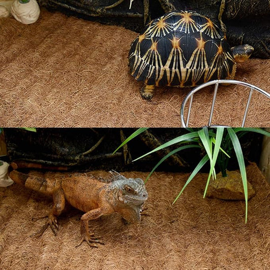 Hamiledyi Reptile Carpet Mat 19.7x11.8in Coconut Fiber Substrate Lizard Cage Pad Tortoise Substrate Liner Snake Coco Liner for Bearded Dragon Gecko Turtle Chamelon Iguana