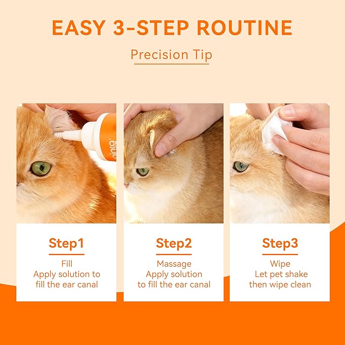 PUAINTA Dog Ear Cleaner Solution - Alcohol-Free Ear Wash with Quantum Silver & Witch Hazel - Soothes Itch, Removes Wax & Odor - Gentle Daily Flush for Dogs & Cats (8 oz)