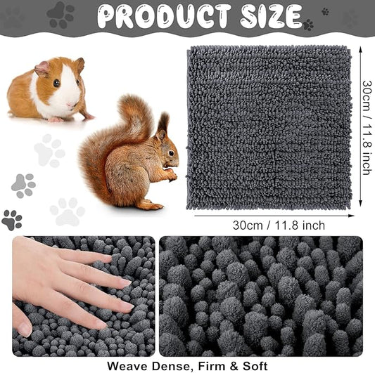 Amylove 4 Pcs 12 x 12 Inch Guinea Pig Cage Liner Washable Shaggy Chenille Pee Pads Pet Dog Cat Bedding Training Mat for Small Animal Guinea Pig Puppy Bunny Hamster