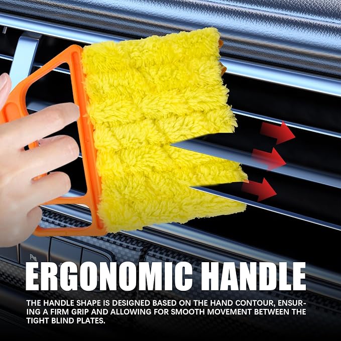 2PCS Blind Cleaner Duster Tool, Car Cleaning Brush, Washable 7 Fingers Duster Brush Dusting Cleaner Tool, Handheld Mini Duster Brush Universal for Window Shutters Air Conditioner Wood Blind