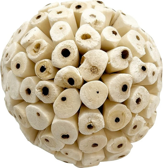 5109 Mega 4 Inch Sola Ball Pk3 - Huge handmade natural sola wood balls, Made from air dried pieces of natural sola wood, Break up for extra material, Foraging fun for large pets Macaw Cockatoo Grey