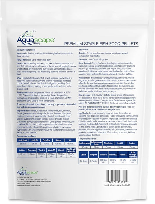 Aquascape Premium Staple Pond and Koi Fish Food, Mixed Pellet Size, 2.2-Pounds