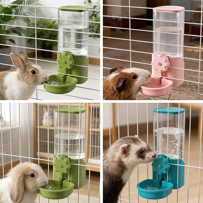Rabbit Water Bottle for Cage Crate, 29oz No Drip Hanging Automatic Pet Water Dispenser for Small Animal Guinea Pig Bunny Chinchilla Ferret Hedgehog Puppy Cat (Blue)