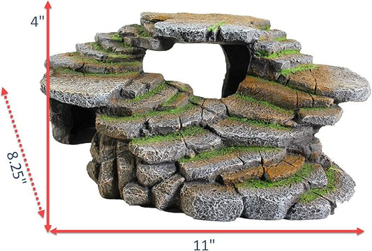 PENN-PLAX (REP183) Reptology Shale Scape Step Ledge & Cave Hideout – Decorative Resin for Aquariums & Terrariums – Great for Reptiles, Amphibians, and Fish – Large